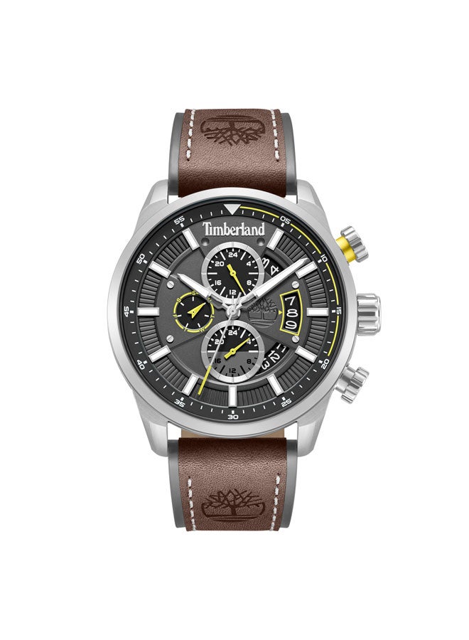 Timberland Men Calahan Grey Dial Leather Strap Multifunction Watch for Men, 46mm - Image 1