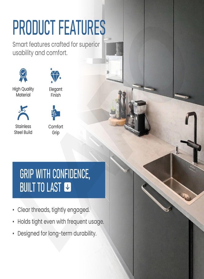 LAPO 4 Inch Durable Stainless-Steel Pull Handles for Kitchen Cabinets & Drawers, Window Handles for Almirah and Cupboard, Quick Installation, 3 Year Warranty (96mm,160mm, Matt Finish, Pack of 2) - Image 3
