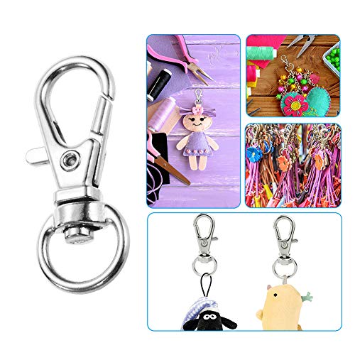 Oubaka 20Pcs Swivel Snap Hook Set,Stainless Steel Swivel Snap Hooks with Durable Metal Split Key Rings Jewelry Velvet Pouches for DIY Craft,Pet Chains,Dog Tie-Out Cable, Split Ring,Bird Feeders and More - Image 4