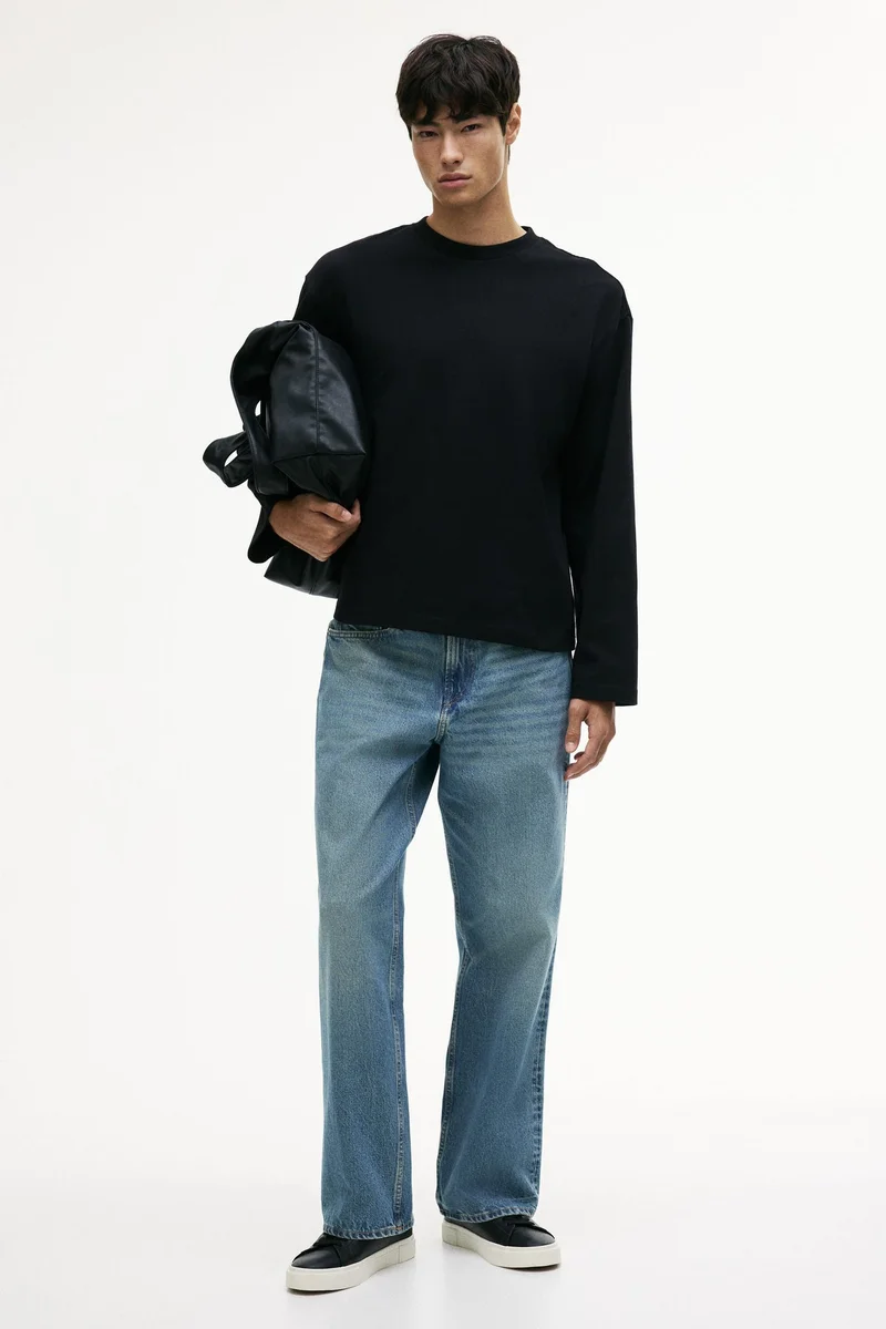 اتش اند ام بلوزة جيرسيه بأكمام طويلة وقصّة فضفاضة