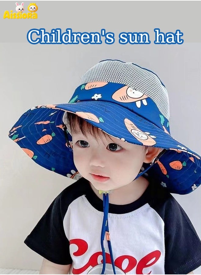 Aissiora Children's sunscreen hats Children's sun hats UV-blocking caps Children's bucket hats Light sun hat in summer Cartoon pattern Unisex  - Image 1