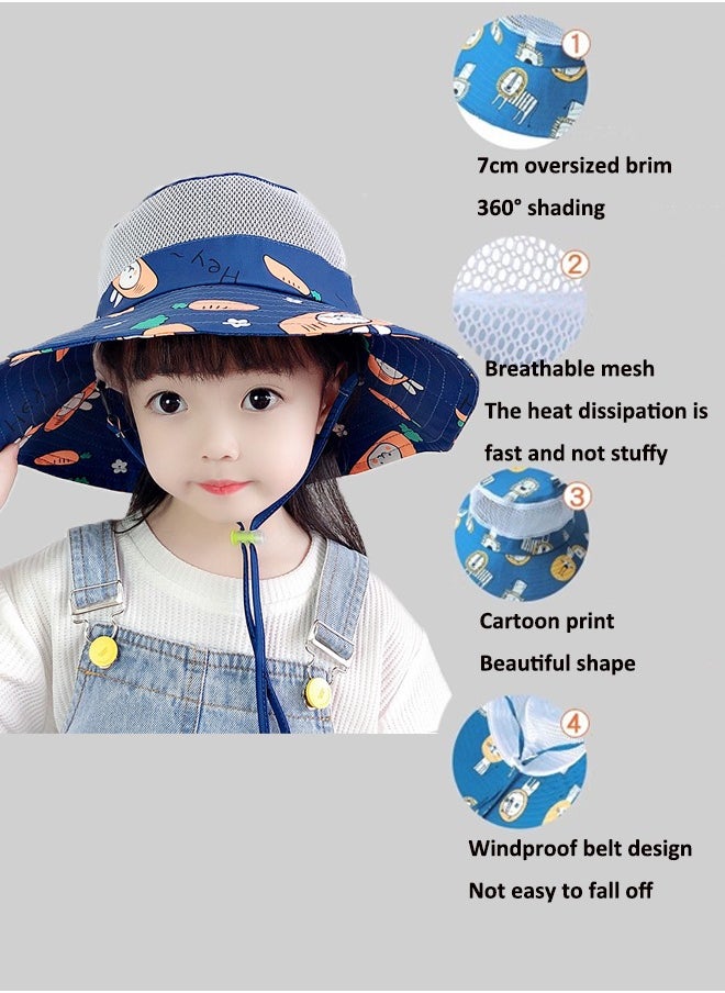 Aissiora Children's sunscreen hats Children's sun hats UV-blocking caps Children's bucket hats Light sun hat in summer Cartoon pattern Unisex  - Image 3
