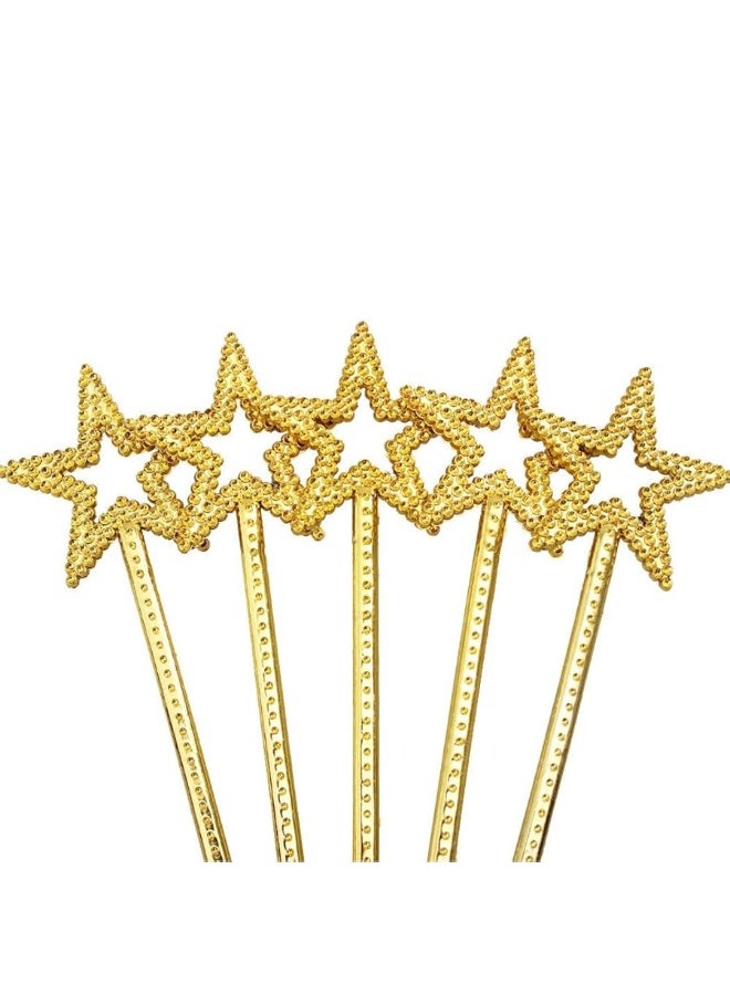 Tvoip 5PCS Girls Costume Props Star Magic Wand Angel Fairy Wands Sticks Birthday Party Wedding Halloween Cosplay Christmas 13 Inches (Gold) - Image 5