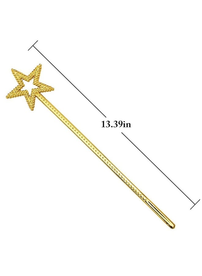 Tvoip 5PCS Girls Costume Props Star Magic Wand Angel Fairy Wands Sticks Birthday Party Wedding Halloween Cosplay Christmas 13 Inches (Gold) - Image 2