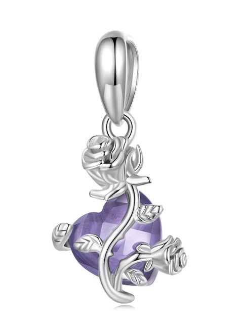 Design Inspiration: A romantic rose is decorated on a large purple zircon, which is noble and luxurious, revealing the elegance and implication of women. The language of roses is love.