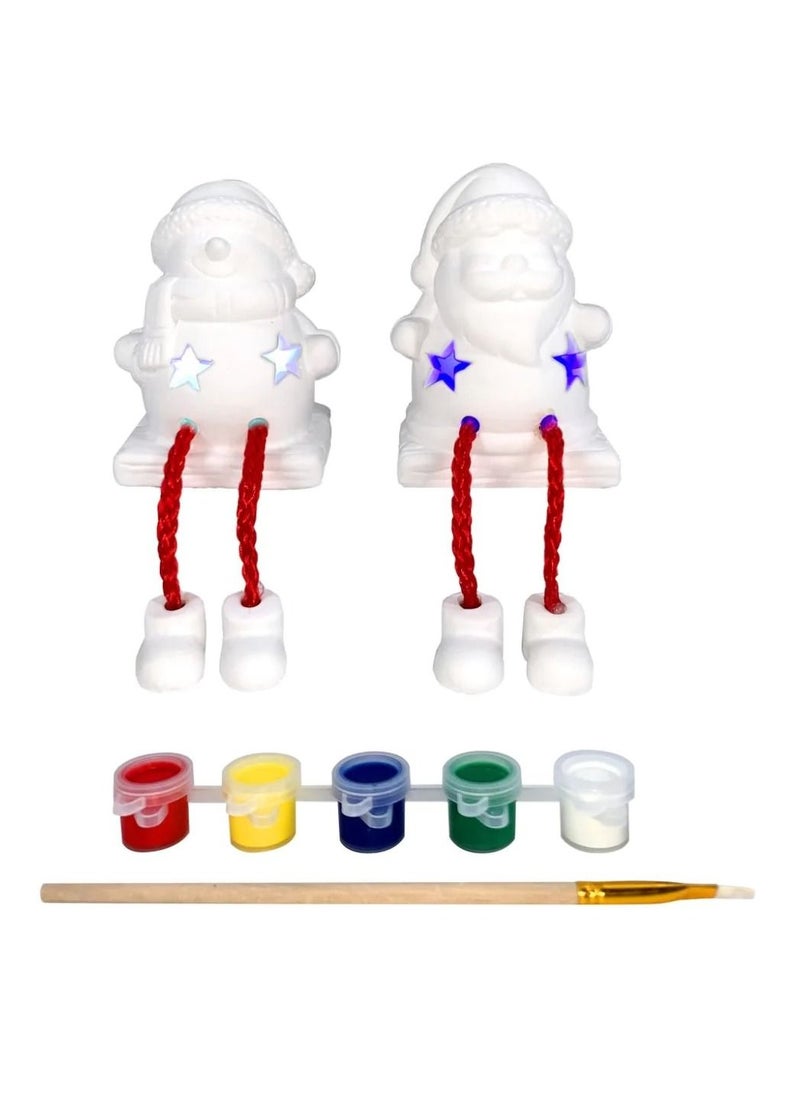 CHRISTMAS MAGIC Santa & Snowman DIY Paint Set  w/Light 2Pcs/Box  - Image 1