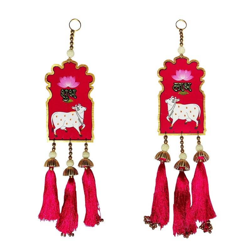 Buyent Enterprises Buyent shubh labh for Door Entrance Hanging pichwai Cow and Lotus Wall Hanging toran for Pooja Room Entrance Hanging bandarwal shubh labh for Door toran Diwali Decor toran  - Image 2