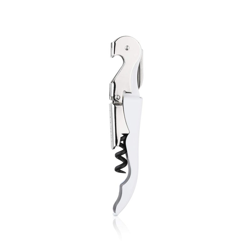 True Truetap Double Hinged Waiters Corkscrew Wine Opener Stainless Steel Wine Bottle Opener with Built In Foil Cutter Home Bar Tools Bar Cart Accessories Wedding Gifts Set of 1 White