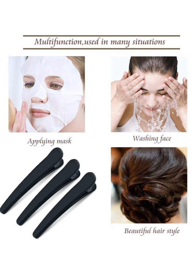 12 مساءً مقاطع تقسيم الشعر مع 1pcs محترفة مشط الشعر المعدني المضاد للمعادن ، مقاطع مصفف شعر مكياج لتصميم الفتيات ، مجموعة أدوات الصالون تصفيف الشعر (أسود) - Image 2