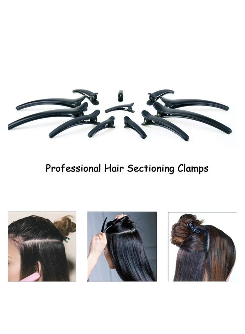 12 مساءً مقاطع تقسيم الشعر مع 1pcs محترفة مشط الشعر المعدني المضاد للمعادن ، مقاطع مصفف شعر مكياج لتصميم الفتيات ، مجموعة أدوات الصالون تصفيف الشعر (أسود) - Image 5