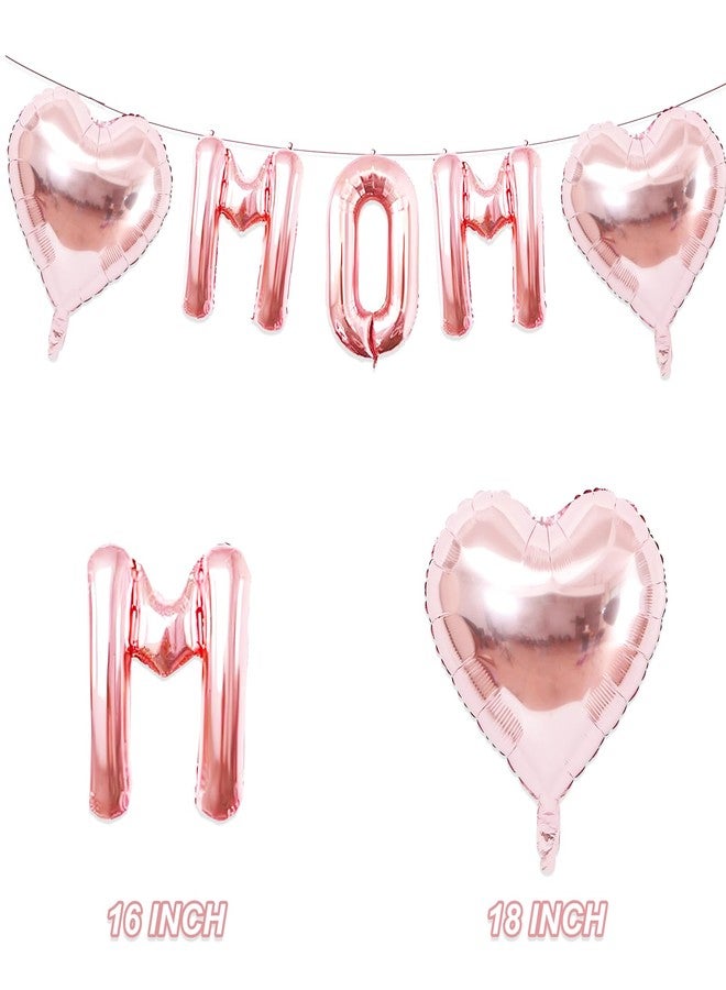 Tagberoy Rose Gold Best Mom Ever Balloons,16 Inch Mom Balloon Letters for Mother Birthday Mother's Day Decorations - Image 2