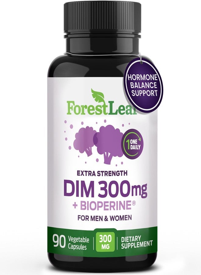 ForestLeaf DIM Supplement - 300mg DIM Estrogen Supplement for Women/Men - Diindolylmethane with BioPerine Black Pepper - Support for Detox, Metabolism, Hormone Balance & Menopause - 90 Caps - Image 1