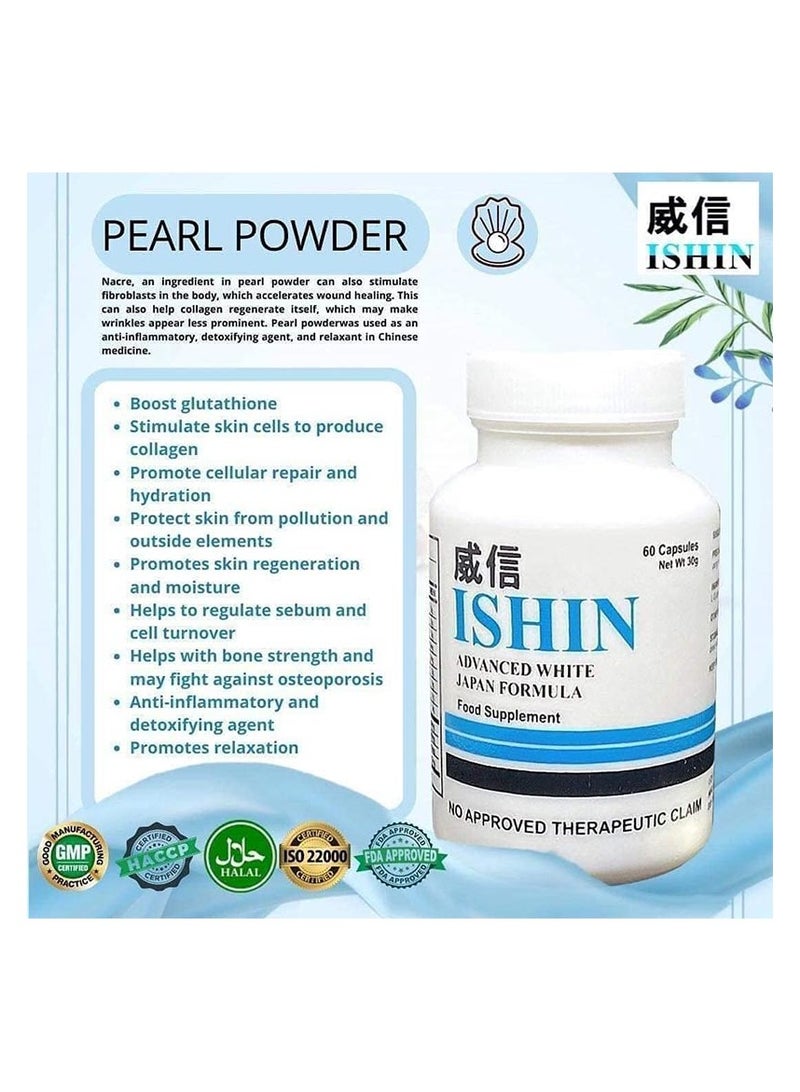 Ishin Advanced 10X Whitening Japan Formula with Collagen and Glutathione 60 Capsule - Image 3
