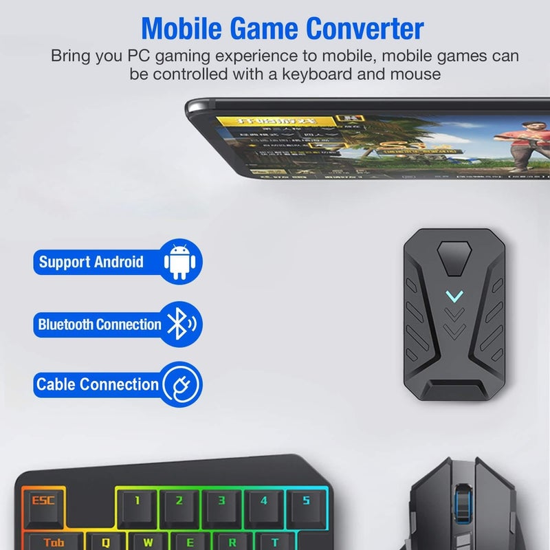 4 in 1 Mobile Game Combo Pack Pro with RGB Mini Gaming Keyboard  Mouse with Side on, Gaming Adapter with Mobile Game Converter for Android (Wired+Wireless (APP Require)) - Image 4