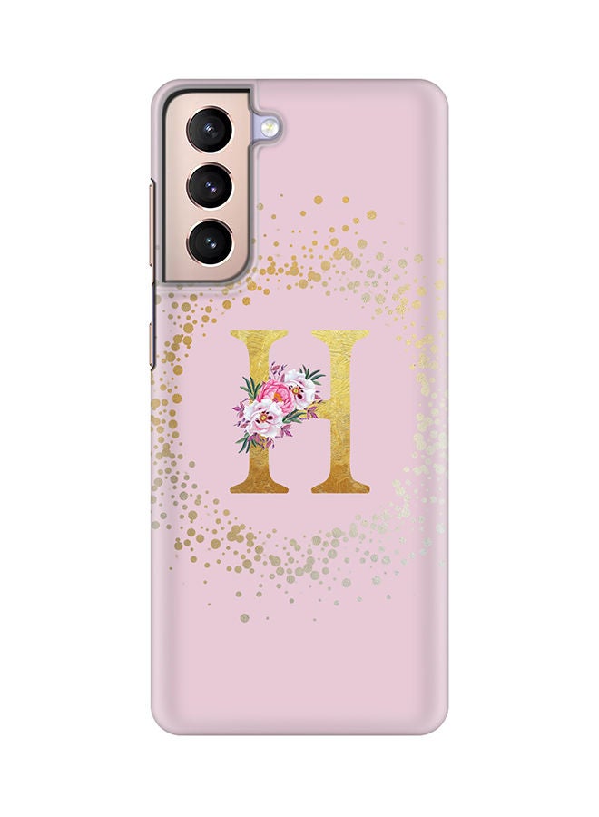 Stylizedd Monogram Slim Cover for Samsung Galaxy S21 Plus 5G Case Custom Initials Letter Floral Pattern Snap Series Mobile Cover Matte Alphabet  - H (Pink) - Image 1