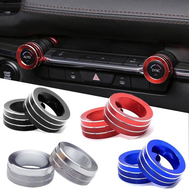 QASULER Alloy Car Air Conditioning Knob Cover for Mazda - Image 2