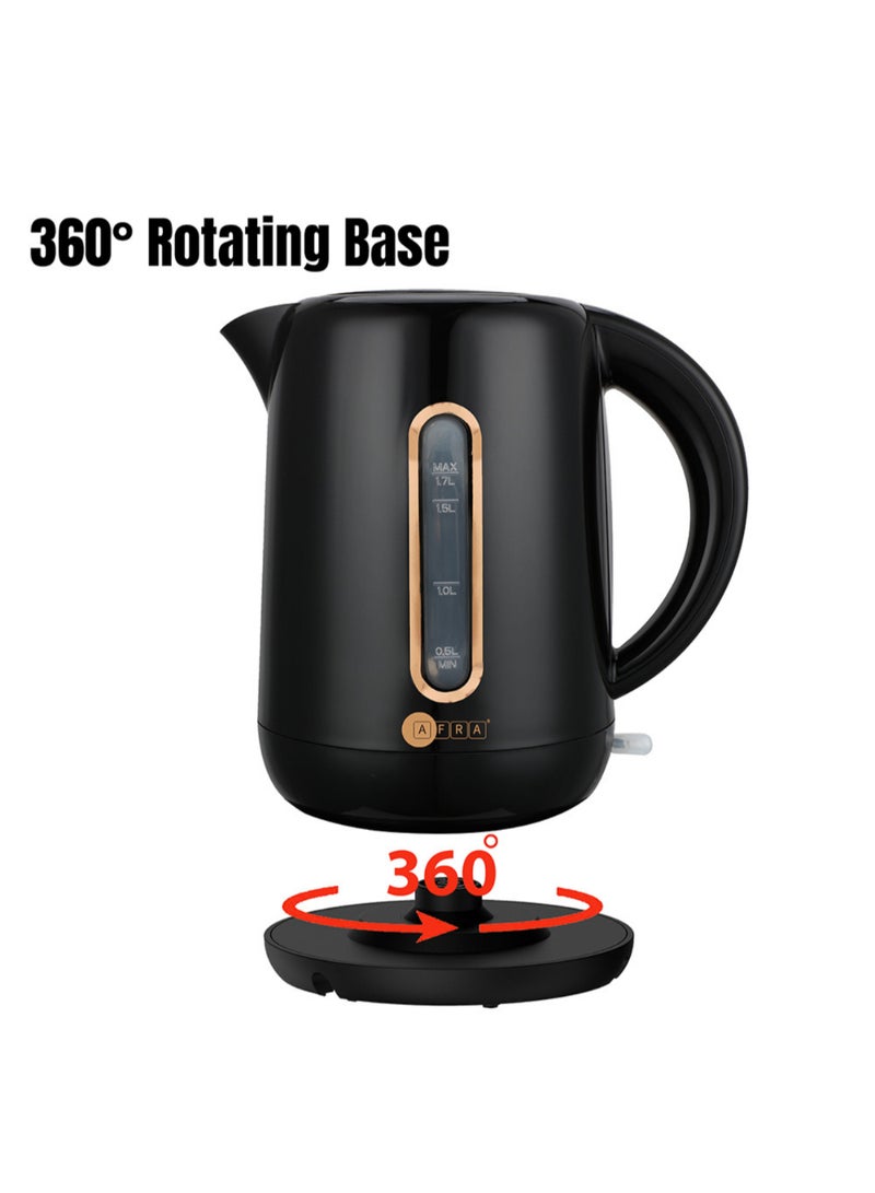 عفرا غلاية كهربائية AFRA، سعة 1.7 لتر، 2200 واط، حماية من الغليان الجاف، Strix Control، إيقاف التشغيل التلقائي، حماية من الحرارة الزائدة، أسود، G-Mark، ESMA، RoHS، CB، AF-201850KTBL، ضمان لمدة عامين - Image 4