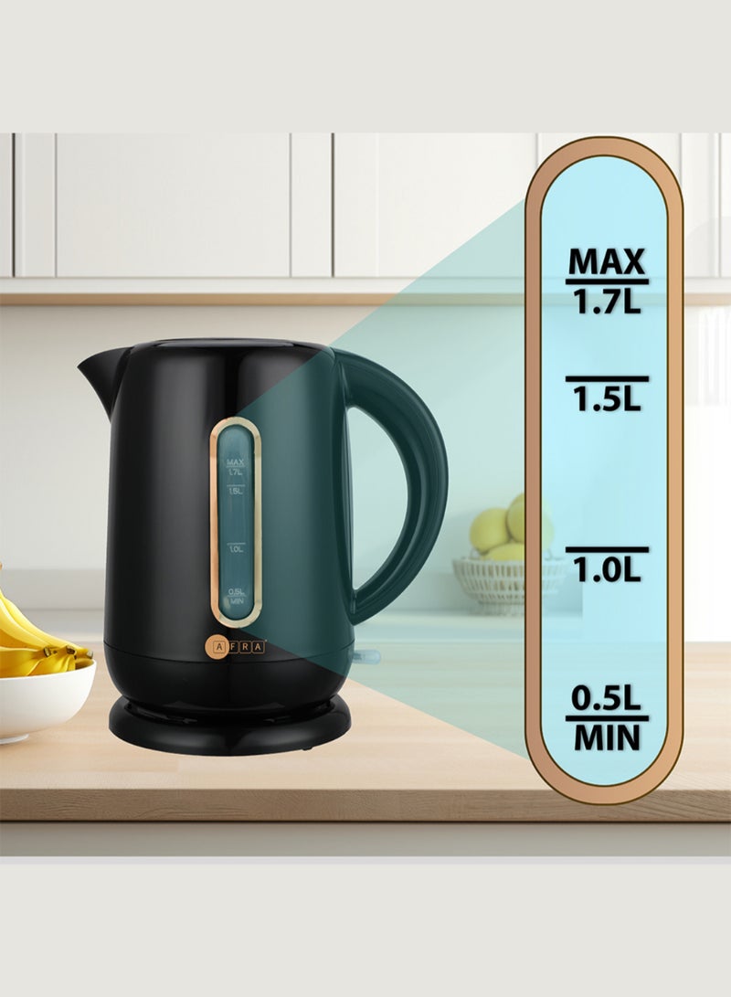 عفرا غلاية كهربائية AFRA، سعة 1.7 لتر، 2200 واط، حماية من الغليان الجاف، Strix Control، إيقاف التشغيل التلقائي، حماية من الحرارة الزائدة، أسود، G-Mark، ESMA، RoHS، CB، AF-201850KTBL، ضمان لمدة عامين - Image 5