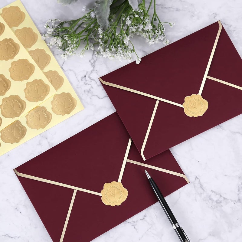 DreamBuilt 300pcs Gold Embossed Wax Seal Looking Heart Envelope Seals for Wedding Invitations/Greeting Cards/Party Favors, Self-Adhesive - Image 3
