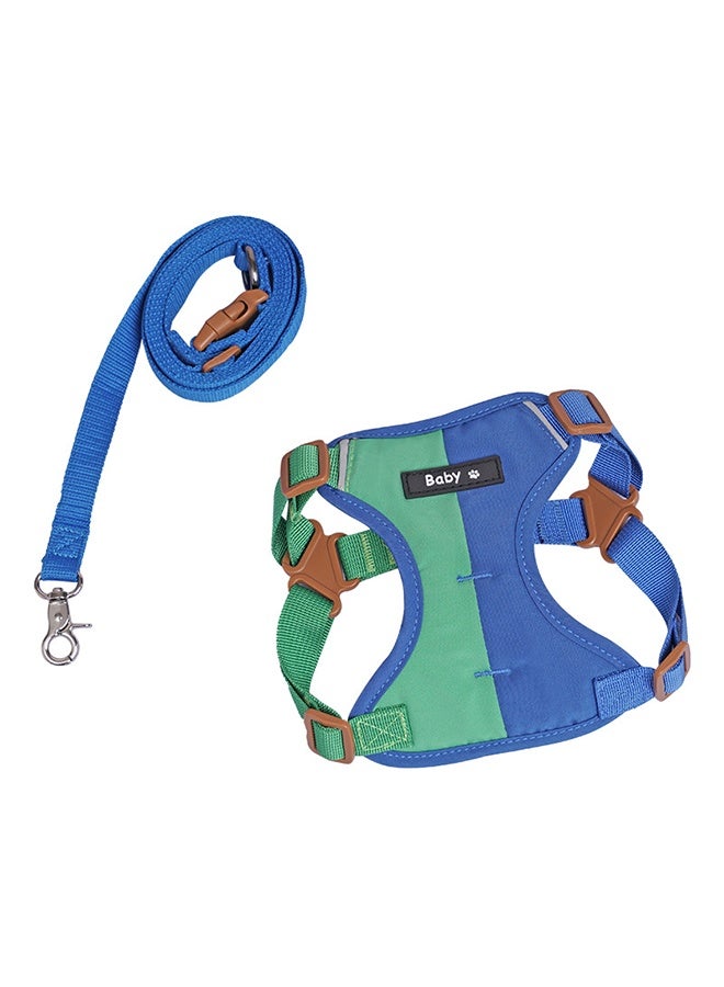 Dog Harness with Leash Set| No Pull Adjustable Reflective Soft Padded Pet Vest Harnesses| Easy Control for Small, Medium, and Large Dogs and Cats Outdoor Walking ​(blue and green））)​ - Image 3