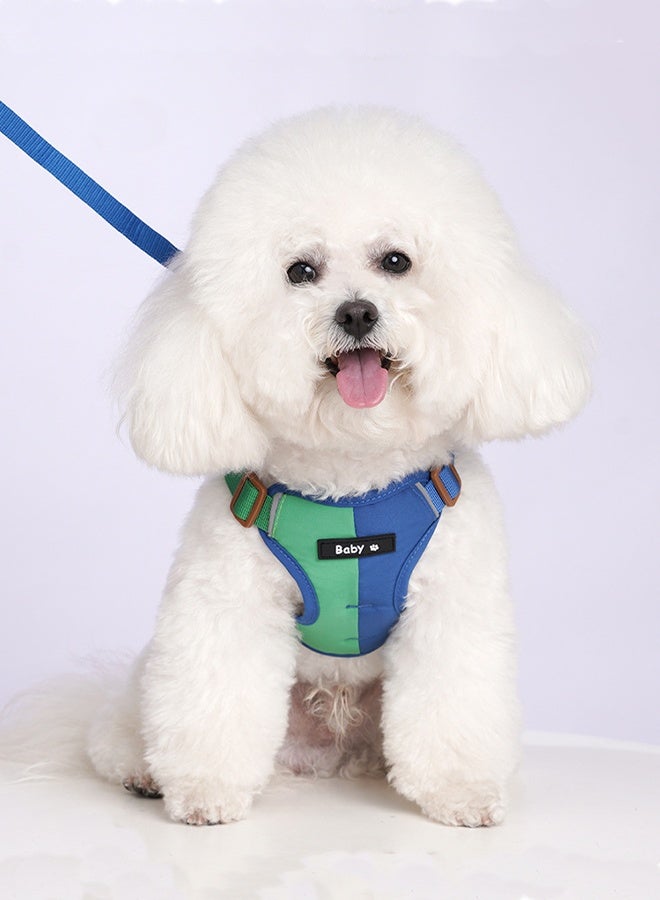 Dog Harness with Leash Set| No Pull Adjustable Reflective Soft Padded Pet Vest Harnesses| Easy Control for Small, Medium, and Large Dogs and Cats Outdoor Walking ​(blue and green））)​ - Image 1