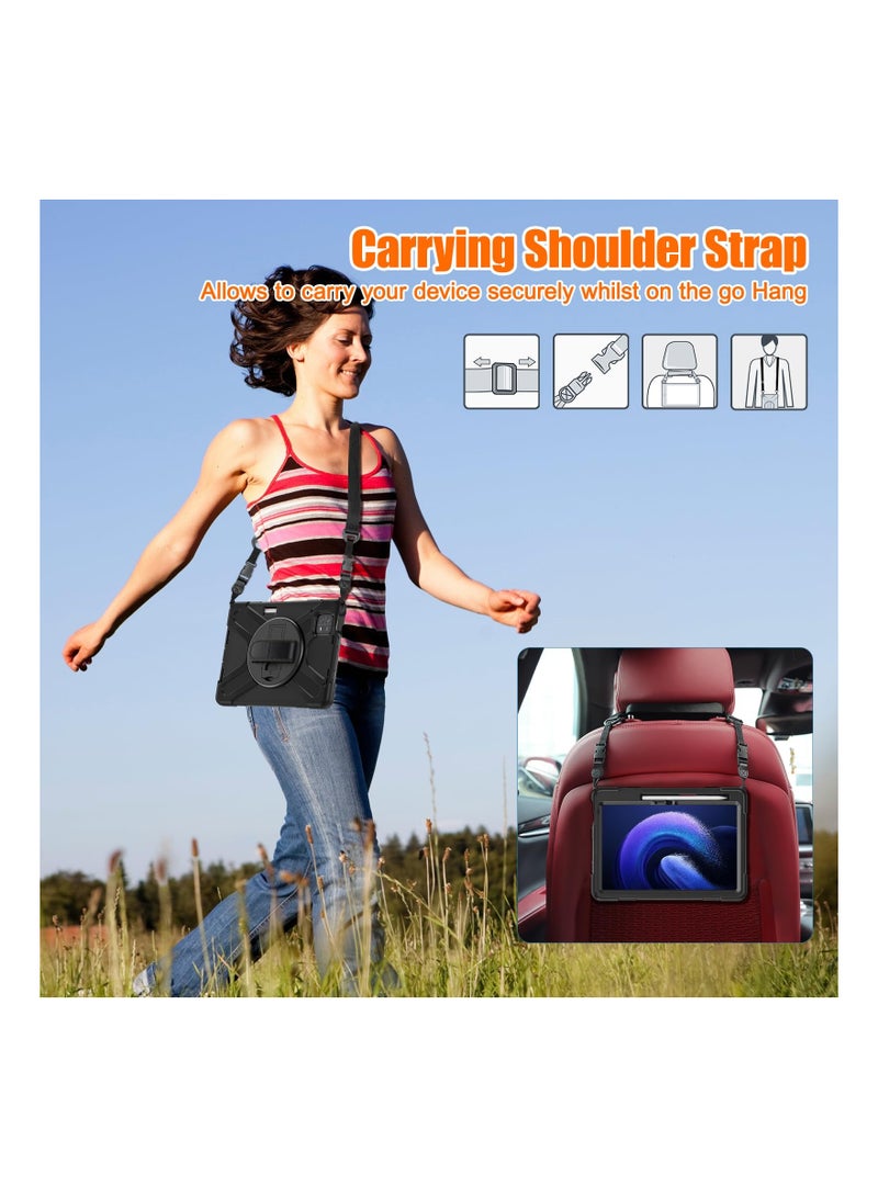 SYOSI Rugged Case for Xiaomi Pad 6 (11-Inch 2023) , Rotatable Case Kickstand Case ith [360 Rotatable kickstand/Hand Strap] [Shoulder Strap] Hybrid Protective Case for Xiaomi Mi Pad 6/Mi Pad 6 Pro, Black - Image 5
