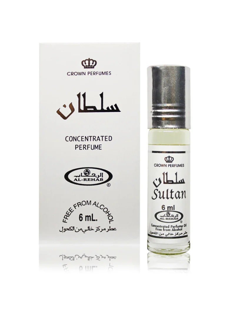 Al Rehab Sultan Duftöl Roll-On 6 Ml, 6er Set - Alkoholfreies, Hochkonzentriertes Parfümöl