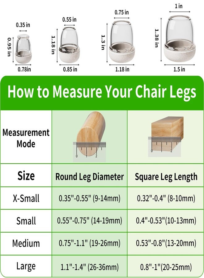 GAGUIUP 24PCS Clear Chair Leg Floor Protectors, Round Felt Furniture Pads for Hardwood Floors, Silicone Chair Caps(Fit:0.8"-1.1") - Image 2