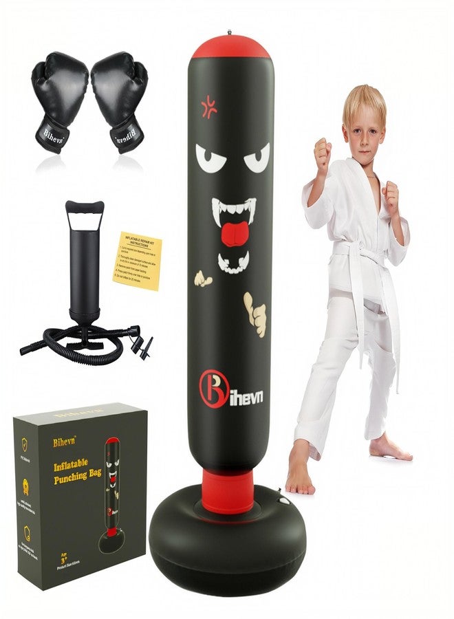 Bihevn Children's Independent Punching Bag Inflatable Boxing Bag Set with Gloves and air Pump, Designed for 4-12 Years Old, Safe Decompression, The First Choice for Sports Toys, Great Value Gift - Image 1