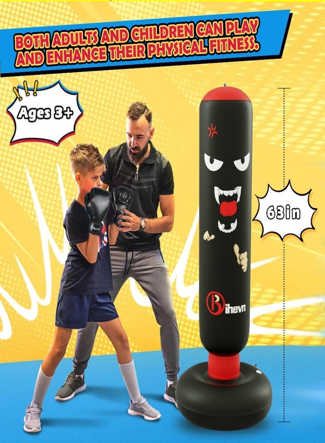Bihevn Children's Independent Punching Bag Inflatable Boxing Bag Set with Gloves and air Pump, Designed for 4-12 Years Old, Safe Decompression, The First Choice for Sports Toys, Great Value Gift - Image 5