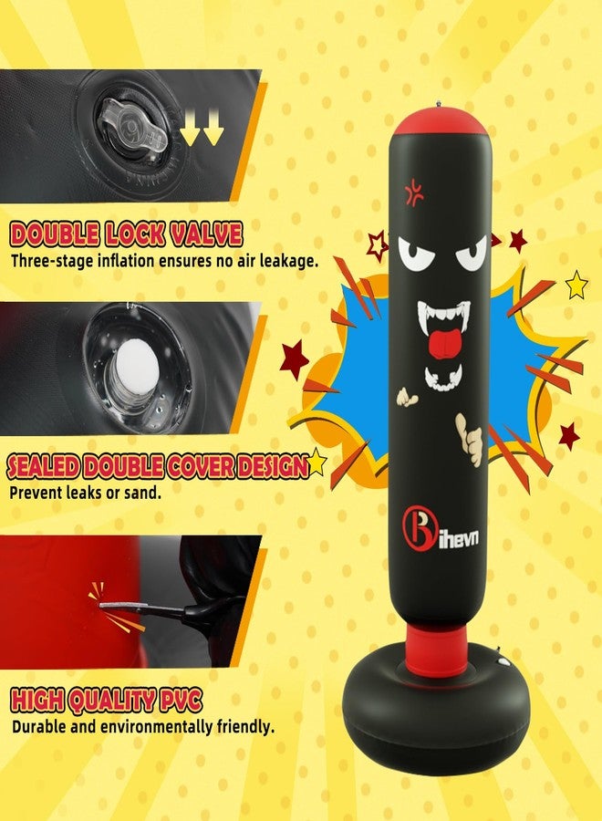 Bihevn Children's Independent Punching Bag Inflatable Boxing Bag Set with Gloves and air Pump, Designed for 4-12 Years Old, Safe Decompression, The First Choice for Sports Toys, Great Value Gift - Image 3