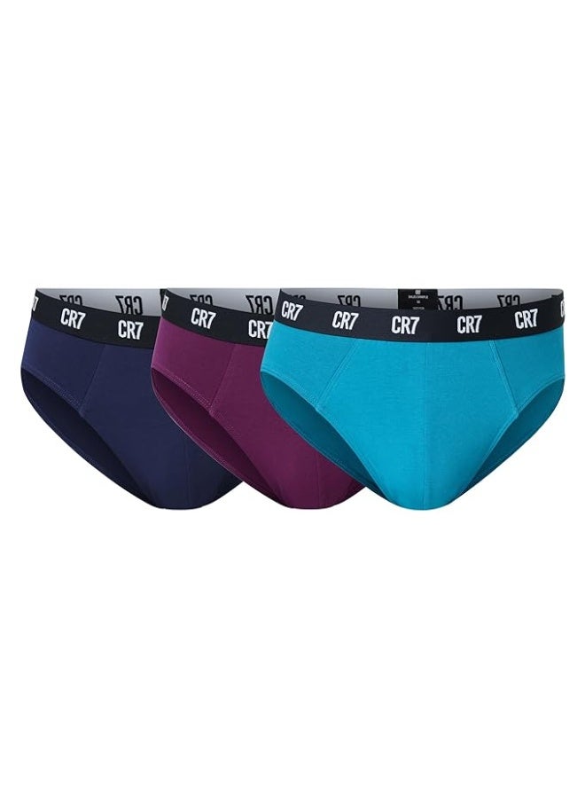 CR7 Men’s Basic Underwear 3-Pack Multicolor – Comfortable Cotton Stretch Briefs, Breathable Everyday Innerwear - Image 1
