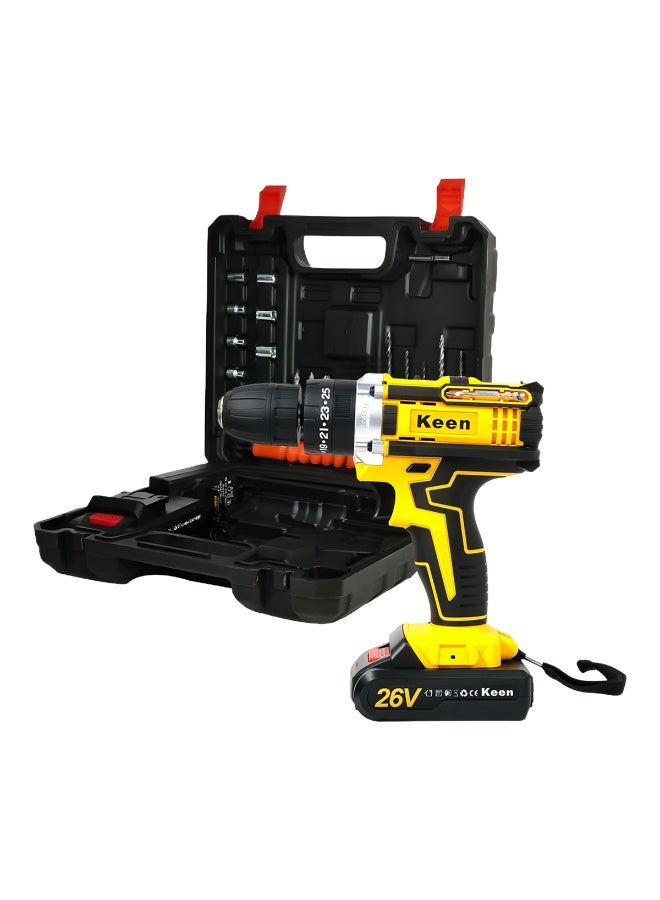 Keen 26V Cordless Drill Machine with Battery 10mm Keyless Chuck 2 Speed Power Drill Driver - Image 1