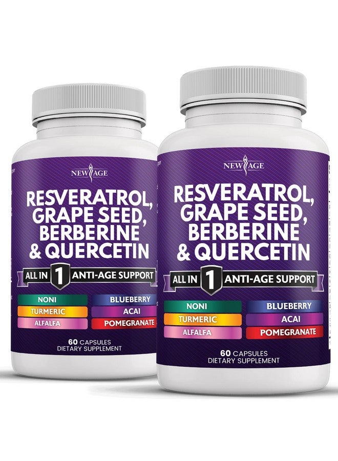 نيو إيدج نيو إيج ريسفيراترول 6000 مجم، بيربارين 3000 مجم، مستخلص بذور العنب 3000 مجم، كيرسيتين 4000 مجم - مكمل غذائي من البوليفينول للنساء والرجال مع مستخلص نوني، إن-أسيتيل سيستين، مستخلص أساي - 120 كبسولة - Image 1