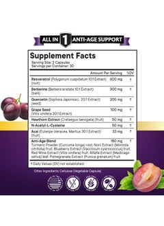New Age NEW AGE Resveratrol 6000mg Berberine 3000mg Grape Seed Extract 3000mg Quercetin 4000mg - Polyphenol Supplement for Women and Men with Noni Extract, N-Acetyl Cysteine, Acai Extract - 120 Capsules  - Image 2