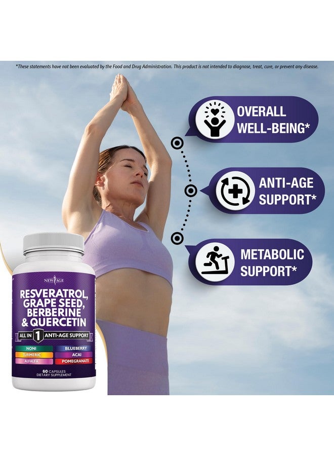 نيو إيدج نيو إيج ريسفيراترول 6000 مجم، بيربارين 3000 مجم، مستخلص بذور العنب 3000 مجم، كيرسيتين 4000 مجم - مكمل غذائي من البوليفينول للنساء والرجال مع مستخلص نوني، إن-أسيتيل سيستين، مستخلص أساي - 120 كبسولة - Image 4