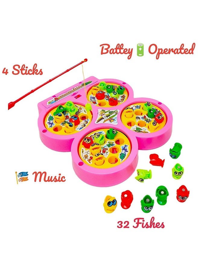 Niku Fishing Game Toy for Kids Boys and Girls with Rotating Board | Fish Catching Game | Music On/Off Switch | Includes 32 Fish and 4 Fishing Poles | Birthday Gifts for Girls Kids, Multicolor - Image 4