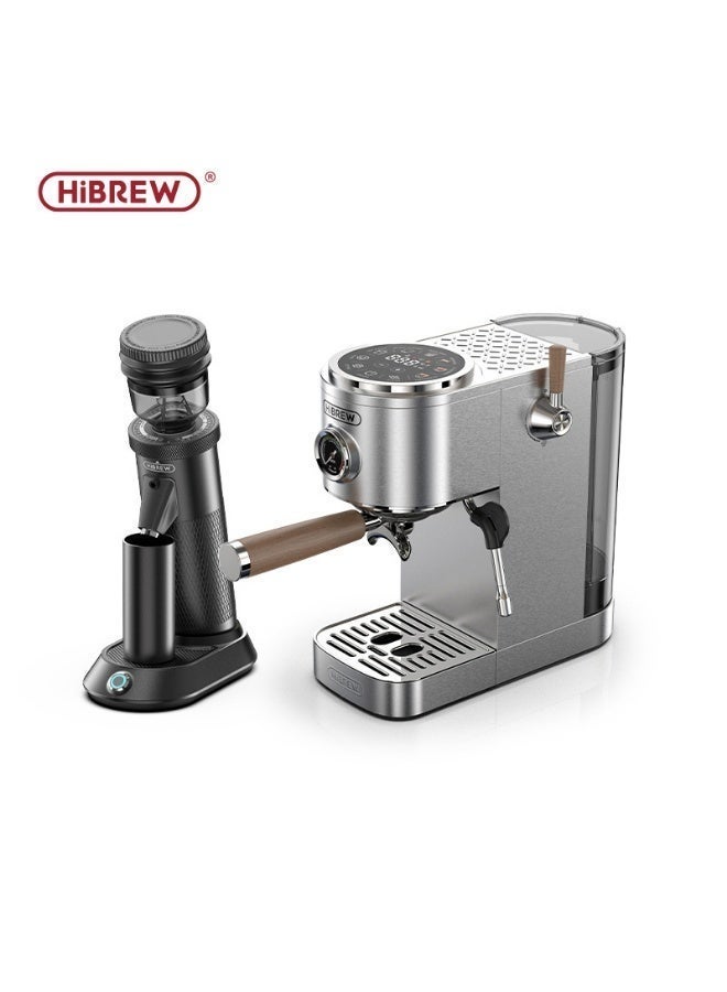 HiBREW G5 Conical Burr Electric Coffee Grinder with H13 Semi Automatic Espresso Coffee Machine,Bundle 2 Items, Home Coffee Maker Set, Adjustable Temp for Cold/Hot Brew, Cappuccino - Image 1