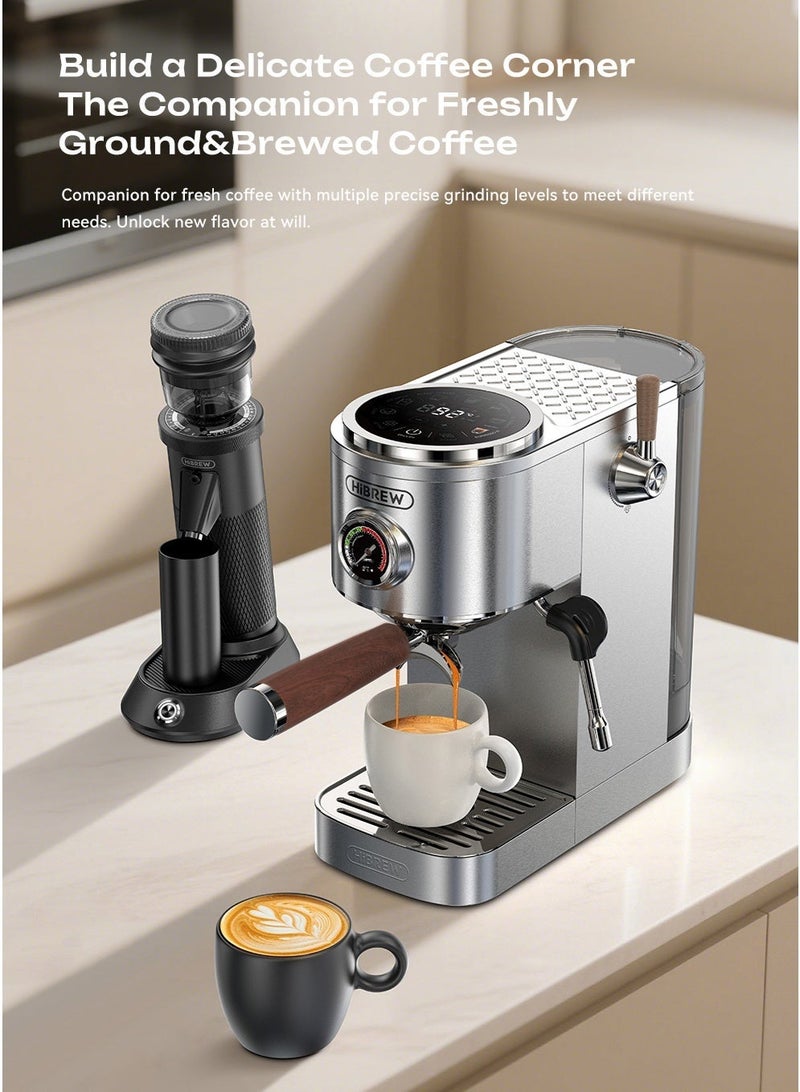HiBREW G5 Conical Burr Electric Coffee Grinder with H13 Semi Automatic Espresso Coffee Machine,Bundle 2 Items, Home Coffee Maker Set, Adjustable Temp for Cold/Hot Brew, Cappuccino - Image 2