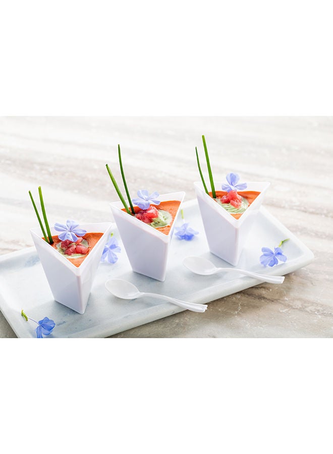 Restaurantware 3.5 Ounce Appetizer Cups, 100 Disposable Dessert Cups - Premium, Triangle, White Plastic Tasting Cups, Serve Desserts Or Appetizers, For Parties, Events, Or Occasions - Image 5