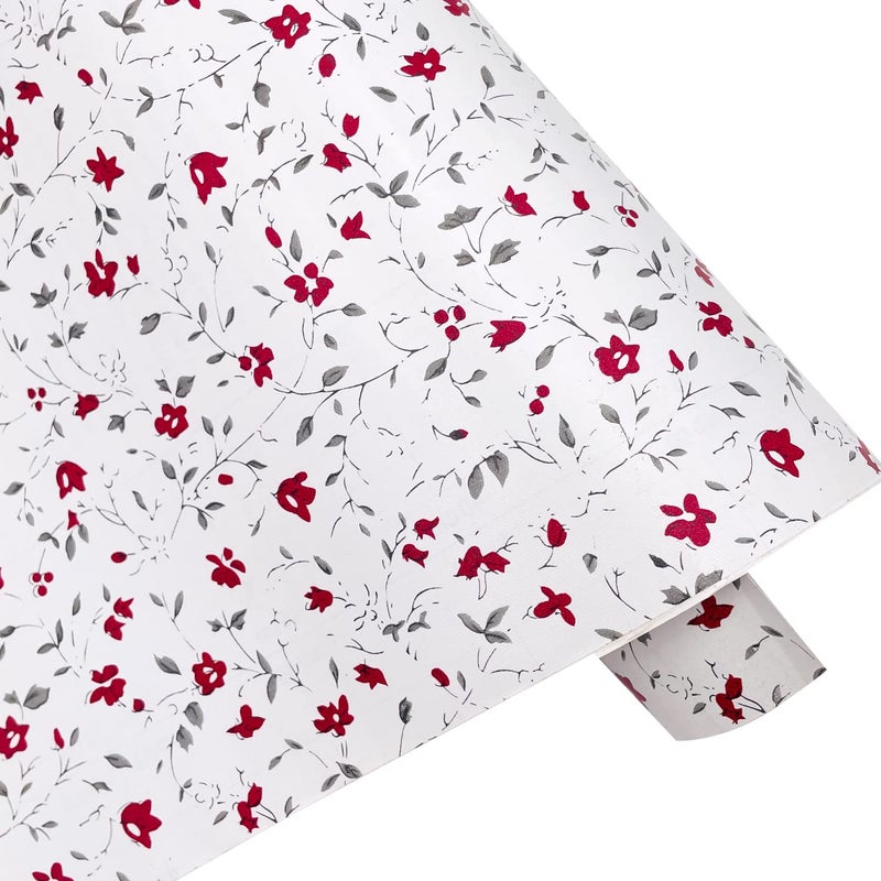 Yifely Red Rural Floral Shelf Liner Locker Decor Sticker SelfAdhesive Furniture Paper 177 Inch by 98 Feet