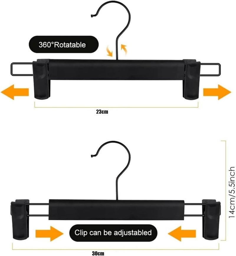 YelaJoy 10 Pack Black Clothes Pants Hangers with Adjustable Clips and 360 Rotatable Hook - Image 2