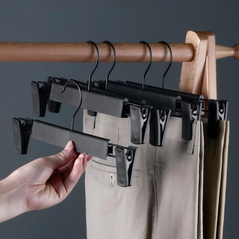 YelaJoy 10 Pack Black Clothes Pants Hangers with Adjustable Clips and 360 Rotatable Hook - Image 5