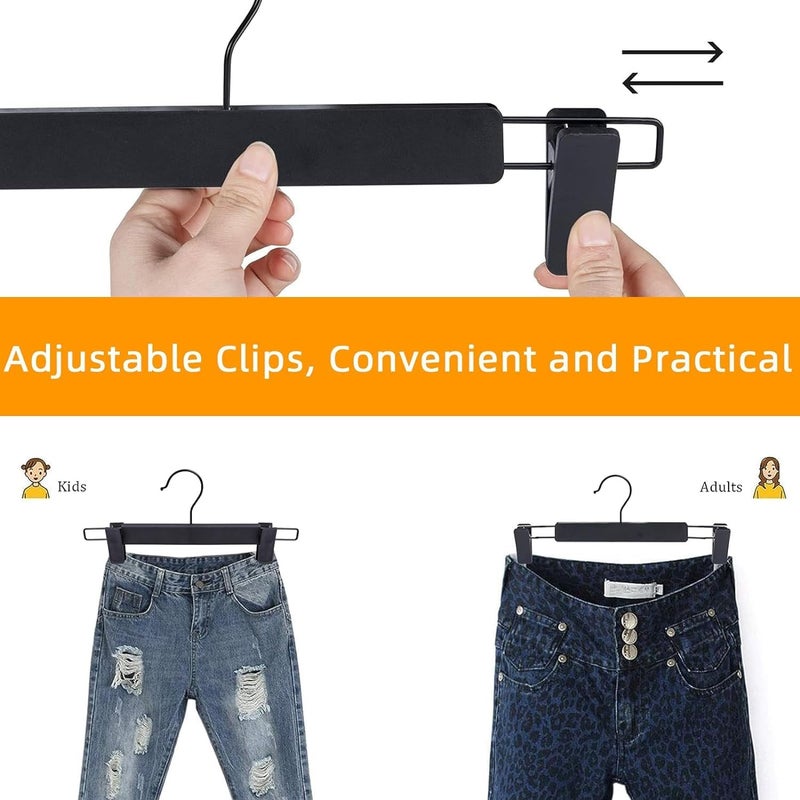 YelaJoy 10 Pack Black Clothes Pants Hangers with Adjustable Clips and 360 Rotatable Hook - Image 4
