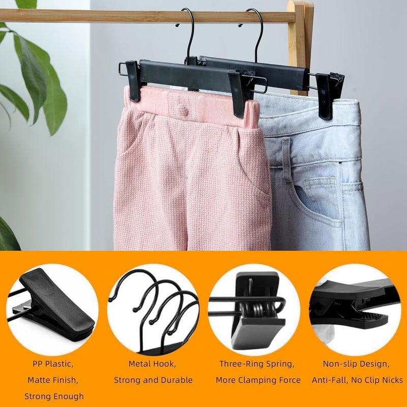 YelaJoy 10 Pack Black Clothes Pants Hangers with Adjustable Clips and 360 Rotatable Hook - Image 3