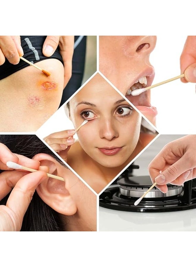 أعواد تنظيف الأذن القطنية – 200 قطعة – أعواد خشبية مزدوجة الرأس داخل علبة بلاستيكية للعناية اليومية بالأذن - Image 5