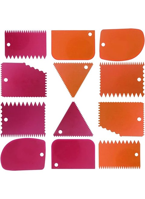 Scraper Smoother Tool Set, DaKuan 12 pcs Cake Smoothing Cutter Plate Tool Combo, Cake Icing Scrapper Cake Edge Decorating Tool.
