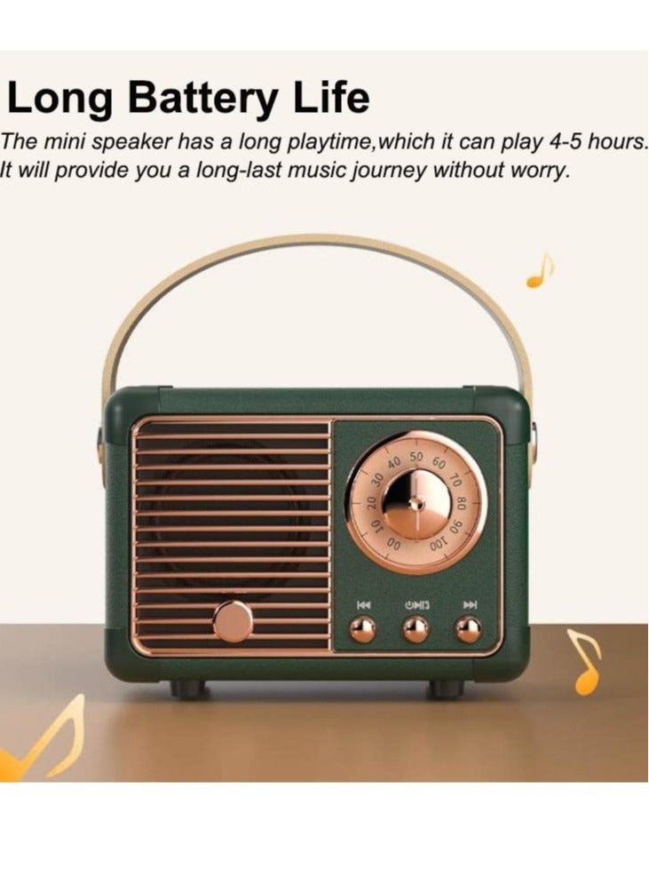 Captaintech Bluetooth Speaker Mini Wireless Speaker,Outdoor Portable with Crystal Clear Stereo Sound Rich Bass, Retro for iPhone, Android Devices and Tablet Green - Image 4