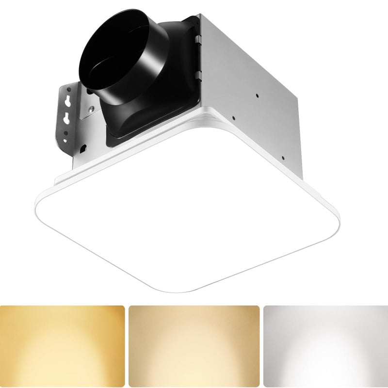JOEAONZ Bathroom Exhaust Fan with Light 110 CFM Quiet with Color Change 3000K4000K5500K 1000LM Household Ventilation Fan Light Combo Energy Saving Ceiling Mount Bathroom Extractor Memory Function