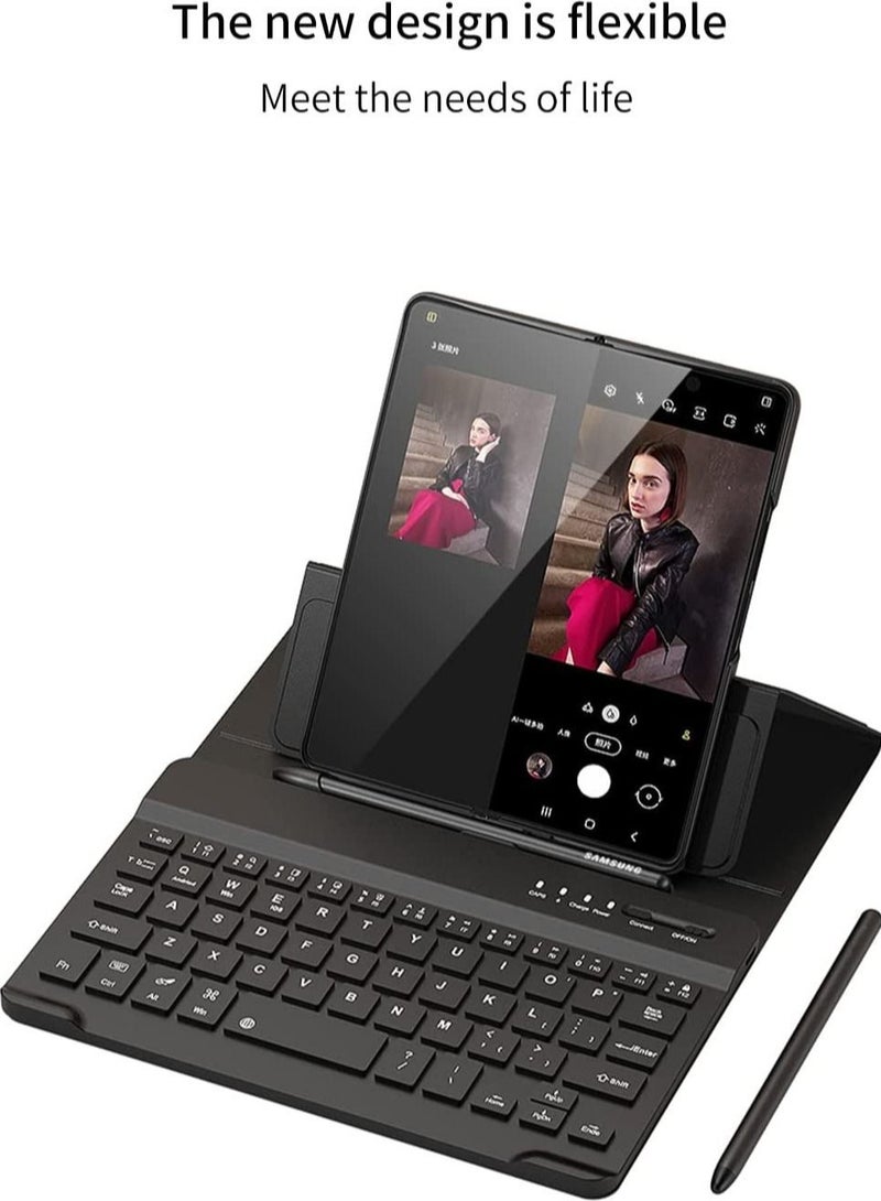 ELTRAZONE Samsung Galaxy Z Fold 4 Case,Screen Protector Keyboard Leather Case Stylus+Pen Slot Phone Office Kit,Folding Phone Cover for Samsung Galaxy Z Fold 4 5G-Black - Image 3